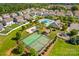 Aerial view of the community amenities, including a pool, basketball courts, a playground, and homes at 3835 Norman View Dr, Sherrills Ford, NC 28673