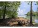 Scenic lake view with bench seating amongst trees, inviting relaxation and enjoyment of nature's beauty at 795 Peninsula Dr, Davidson, NC 28036