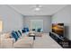 Cozy living room with a large sectional sofa, television, and bright, neutral paint at 9427 Gilpatrick Ln # 5, Huntersville, NC 28078