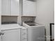 Convenient laundry room is equipped with a side-by-side washer and dryer and custom cabinets at 100 Royal Ave, Albemarle, NC 28001