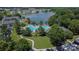 Scenic aerial view of the community pool, lake, and surrounding residences, offering a resort-like lifestyle at 1112 Wagner Ave # 335, Fort Mill, SC 29715