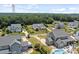 Aerial view of neighborhood homes with mature trees, manicured lawns and community pool and spa at 152 Riverstone Dr, Davidson, NC 28036