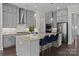 Spacious kitchen featuring an island with seating, stainless steel appliances, and gray cabinetry at 152 Riverstone Dr, Davidson, NC 28036