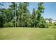Beautiful grassy backyard, surrounded by mature trees, offers a tranquil and private outdoor space at 17718 Terryglass Ln, Charlotte, NC 28278