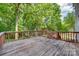 Wooden back deck offering serene views of lush greenery and mature trees at 2014 Steeplechase Dr, Rock Hill, SC 29732
