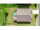 Aerial view of the home's roof, backyard, patio, and landscaping at 2296 Idol Rock Dr, Indian Land, SC 29707