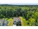 Expansive aerial view of home nestled in mature trees, showcasing its spacious surroundings and landscaped lawn at 2525 Surveyor General Dr, Waxhaw, NC 28173