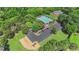 Overhead shot of the community pool, playground, tennis court, and parking areas at 3212 Ashwell Oaks Ln, Matthews, NC 28105