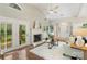 Bright living room features vaulted ceilings, hardwood floors, and a cozy fireplace at 3212 Ashwell Oaks Ln, Matthews, NC 28105