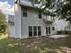 Two-story home with white siding, multiple windows, patio area, and backyard space at 3617 Betterton Ln, Charlotte, NC 28269