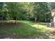 Green backyard featuring mature trees, a utility pole, and access to the house's exterior at 394 Link Dr, Iron Station, NC 28080