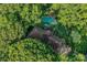 Aerial shot of a private home with a beautiful in-ground pool surrounded by lush greenery at 4831 Antioch Church Rd, Matthews, NC 28104