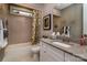 Cozy bathroom with a shower-tub combo, granite countertops, and soft colors at 1074 Wylie Falls Ln, York, SC 29745