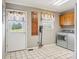 Bright laundry room with washer, dryer, and a door to the exterior at 3381 Elaine Ave, Lincolnton, NC 28092