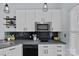 Charming kitchen with modern appliances, black tile backsplash, and industrial shelving at 514 W 10Th St # 302, Charlotte, NC 28202