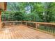 Large wooden deck overlooking a lush, green backyard with mature trees at 7407 Limerick Dr, Charlotte, NC 28270