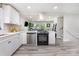 Bright kitchen boasts stainless steel appliances, white cabinets, and a seamless flow to the living area at 8208 Doverdale Ln, Charlotte, NC 28217