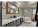 Main bathroom features a double sink vanity and a soaking tub at 10435 Silver Mine Rd, Fort Mill, SC 29707