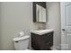 Compact bathroom featuring a dark wood vanity, sink, and a toilet at 1312 Shenandoah Cir, Rock Hill, SC 29730