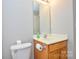 Clean bathroom featuring toilet, sink, and mirror with neutral paint and modern accessories at 1312 Shenandoah Cir, Rock Hill, SC 29730