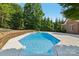 Backyard pool with concrete surround and lush landscaping at 2411 Stoney Run Dr # 13, Oakboro, NC 28129