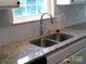 Kitchen sink boasts granite countertop and tiled backsplash by the window at 5855 Amity Springs Dr, Charlotte, NC 28212