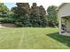 Sprawling backyard with lush lawn and mature trees at 8524 Loxton Cir, Charlotte, NC 28214