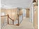 Upstairs hallway featuring carpet, chandelier, and sconces at 1019 Westlake Dr, Kannapolis, NC 28081