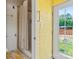 Bathroom with shower and backyard access at 13733 Castleford Dr, Mint Hill, NC 28227