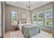 A bedroom with three windows, a gray wall, and a light-colored wood floor at 4349 Castleton Rd, Charlotte, NC 28211