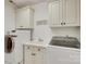 Laundry room features white washer and dryer units and white cabinets at 5051 Carillon Way, Charlotte, NC 28270
