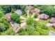 Aerial view of a cul-de-sac neighborhood showcasing well-maintained homes and lush landscaping at 5205 Tedorill Ln, Charlotte, NC 28226