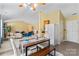 Open concept dining area flows into the living room and features stylish wood table and seating at 7616 Shiny Meadow Ln, Charlotte, NC 28215