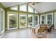 Bright sunroom featuring large windows with scenic water views, perfect for relaxation and enjoyment at 47209 Paradise Ln, Norwood, NC 28128