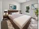 Modern bedroom with a large window, neutral color palette, and stylish decor at 11103 Fox Cove Dr, Charlotte, NC 28273