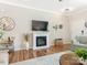 Inviting living room with a fireplace, mounted TV, stylish decor, and hardwood floors at 342 Battery Cir, Clover, SC 29710