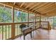Relaxing screened porch featuring wood floors, wood framing, and outdoor seating at 4278 Harbor Ln, Sherrills Ford, NC 28673
