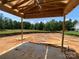 Back patio under construction with a view of the backyard and mature trees at 6140 Balham Ct # Ken0059, Charlotte, NC 28215
