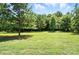 Picturesque backyard featuring a large grassy area with mature trees providing shade and privacy at 1006 Spring Rose Ln, Matthews, NC 28104