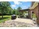 Relaxing backyard patio with wicker furniture, a built-in grill, and a stone-accented outdoor space at 1006 Spring Rose Ln, Matthews, NC 28104
