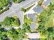 An aerial view exhibits the neighborhood homes with sidewalks, roads, and greenery at 101 Mcalway Rd, Charlotte, NC 28211