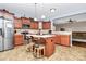 Eat-in kitchen with a center island, pendant lighting, and stainless steel refrigerator at 1288 Century Dr, Clover, SC 29710