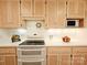 Modern kitchen with white cabinets, double oven, and cooktop, offering a stylish and functional cooking environment at 1323 Queens Rd # 327, Charlotte, NC 28207