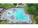 Aerial view of the community pool area and playground at 1427 Rosemont Dr, Indian Land, SC 29707