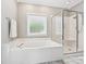 Bathroom featuring a large bathtub with jets, and a separate glass-enclosed shower at 1842 Caroline Way, Fort Mill, SC 29715