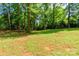 Lush backyard featuring a large manicured lawn, bordered by trees, with swingset in the back at 4203 Flint Dr, Lancaster, SC 29720