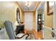 Elegant entryway featuring hardwood floors, decorative wallpaper, and a stylish console table at 701 4Th Ne Ave, Conover, NC 28613