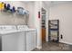 A functional laundry room featuring a washer, dryer, and shelving at 1265 39Th Street Cir, Hickory, NC 28602