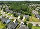 An aerial view showcases a neighborhood featuring well-maintained lawns, mature trees, and traditional two-story homes at 1677 Shetland Ln, Rock Hill, SC 29730