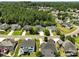 Aerial view of the neighborhood, showcasing the well-manicured lawns, mature trees and traditional two-story homes at 1677 Shetland Ln, Rock Hill, SC 29730